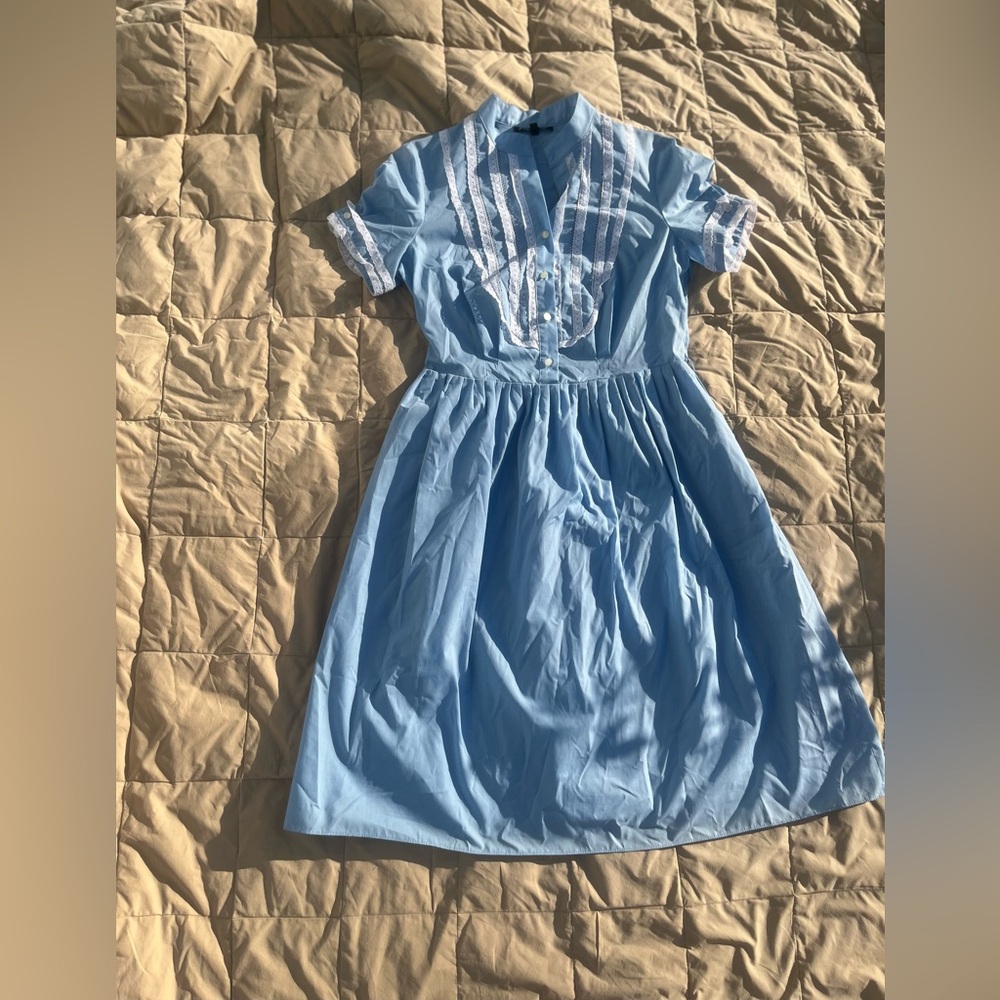 Betsey Johnson Vintage Blue Smocked Sundress, 1990s, Size 10, Prairie
